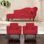Imagem de Kit Diva Recamier Diana 140cm Lado Esquerdo e 02 Poltronas Classic Suede - Doce Sonho Móveis