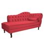 Imagem de Kit Diva Recamier Juliana 130cm Lado Esquerdo e 02 Poltronas Julia Suede Vermelho - Amarena Móveis