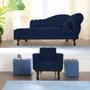 Imagem de Kit Diva Recamier Juliana 140cm Lado Esquerdo e 01 Poltrona Classic Suede Azul Marinho - Amarena Móveis