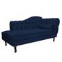 Imagem de Kit Diva Recamier Juliana 140cm Lado Esquerdo e 01 Poltrona Classic Suede Azul Marinho - Amarena Móveis