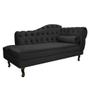 Imagem de Kit Diva Recamier Juliana 140cm Lado Esquerdo e 02 Poltronas Julia Suede Preto - Amarena Móveis
