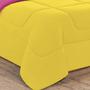 Imagem de Kit Edredom + Jogo De Lençol Malha 100% Algodão Gran Moratta 7 Peças Casal - Amarelo/Pink 