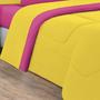 Imagem de Kit Edredom + Jogo De Lençol Malha 100% Algodão Gran Moratta 7 Peças Casal - Amarelo/Pink 