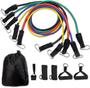 Imagem de Kit Elástico Extensor 11 Peças Exercicio Funcional Até 100 libras Academia Pilates