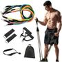 Imagem de Kit Elástico Extensor Exercício Academia com 11 Itens Funcional Fisioterapia Fitness