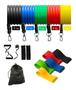 Imagem de kit Elasticos Extensores 11 itens + 5 faixas elasticas bands ORIGINAL malhar treino casa + 2 Bolsas