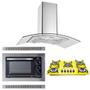 Imagem de Kit Eletro Coifa ilha 90cm + Forno Embutir 45L + Cooktop 5B Safanelli