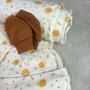 Imagem de Kit enxoval manta bebe, touca e luva 100% algodão antialérgico porco espinho
