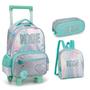 Imagem de Kit Escolar Completo Mochila de Rodinha Lancheira e  Estojo Holográfico Nice Kika IN24904-05-06