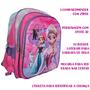 Imagem de Kit Escolar Efeito 3D Mochila + Lancheira + Estojo Infantil Frozen Ana Elsa Criança Menina Feminina Rosa Alto Relevo