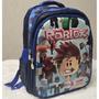 Imagem de Kit Escolar Efeito 3D Mochila Lancheira Merendeira Estojo Roblox Jogos Infantil Criança Menino Masculina Azul Preta Personagem