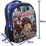 Imagem de Kit Escolar Efeito 3D Mochila Lancheira Merendeira Estojo Roblox Jogos Infantil Criança Menino Masculina Azul Preta Personagem