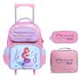 Imagem de Kit escolar infantil mochila de rodinha lancheira e estojo princesa do mar ys42180