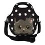 Imagem de Kit Escolar Infantil Mochila de Rodinha + Lancheira Térmica + Necessaire Plus + Squeeze de Alumínio  ISOPRENE  Gatinho Poá
