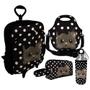 Imagem de Kit Escolar Infantil Mochila de Rodinha + Lancheira Térmica + Necessaire Plus + Squeeze de Alumínio  ISOPRENE  Gatinho Poá