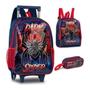 Imagem de Kit Escolar infantil Spider Dark Rodinhas Lancheira estojo+ Caderno