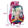 Imagem de Kit Escolar Infantil Unicórnio Holográfico Mochila com Lancheira e Estojo Rosa - Clio