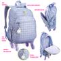 Imagem de Kit Escolar Juvenil Feminino Mochila de Rodas Lancheira Térmica Estojo Estampa Fashion Material Reforçada Alças Infantil P/ Meninas