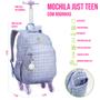 Imagem de Kit Escolar Juvenil Feminino Mochila de Rodas Lancheira Térmica Estojo Estampa Fashion Material Reforçada Alças Infantil P/ Meninas