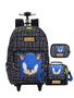 Imagem de Kit Escolar Sonic Pt Mochila Rodas + Lancheira + Estojo