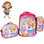 Imagem de Kit Escolar Unicórnio Lancheira Mochila E Estojo Infantil Rosa Glitter Charmoso Compacto E Confortável Com Garantia