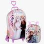 Imagem de Kit Escolar Viagem Mochila 3d De Rodinhas Elsa E Anna + Lancheira Frozen Rosa Maxtoy