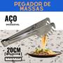 Imagem de Kit Escorredor Macarrão Pegador Massa Inox Utensílio Cozinha
