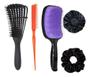 Imagem de Kit Escova Cabelo Raquete + Escova Polvo + Pente 3 Fileiras + Touca Cetim + Xuxa Fru Fru Cetim