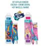Imagem de Kit Escova +Creme Dental + Estojo Infantil Barbie ou Hot Wheels Condor