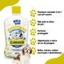 Imagem de Kit Escova de Banho Pet + Rolo Tira Pelos Adesivo + Shampoo Pet Vitaminas 700ml + Shampoo Clareador