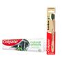 Imagem de Kit Escova Dental Colgate Bamboo e Gel Dental com Carvão Ativado Natural Extracts 90g + Ecobag