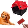 Imagem de Kit Escova Para Pentear Pet Chalesco + Casinha N3 Vermelho