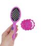 Imagem de Kit Escova Rosa para cabelo Infantil com Espelho Inquebrável