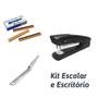 Imagem de Kit Escritorio Escolar Grampeador 50 Folhas + Grampo para Grampeador 26/6 + Extrator de Grampos