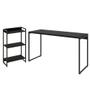 Imagem de Kit Escritório Estante Areta 3 Prateleiras com Mesa Industrial Aspen 135cm C01 Onix - Lyam Decor