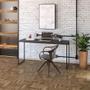 Imagem de Kit Escritório Estante Areta 4 Prateleiras com Mesa Industrial Aspen 150cm C01 Onix - Lyam Decor