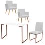 Imagem de Kit Escritório Stan 2 Poltronas Rodapé com Cadeira e Mesa Industrial Branco Bronze Tecido Sintético Branco - Ahz Móveis