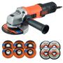 Imagem de Kit Esmerilhadeira Angular Black Decker 920w Profissional 115mm 4.1/2 + Discos Corte Desbaste Metal