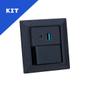 Imagem de Kit Espelho Duplo Chanfrado 1 Interruptor 2USB 9.0A 1 Tipo C