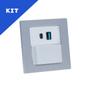 Imagem de Kit Espelhos de Tomadas Duplo Reto 2 Usb 9.0A 1 Interruptor