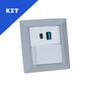 Imagem de Kit Espelhos Tomadas Duplo Chanf 2 Usb 9.0A 1 Interruptor