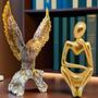 Imagem de Kit Estátua Pensador Figura Abstrata Decoração + Águia Enfeite Mesa Decorativo Moderno Objeto Resina