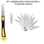 Imagem de Kit Estilete Emborrachado de Precisão + 70 Lâminas Reserva