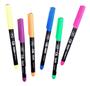 Imagem de Kit Estojo 6 Caneta Marcador Pincel Brush Pen Neon Cis