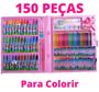 Imagem de Kit Estojo Escolar Infantil Maleta de Colorir e Desenhar Unicórnio 150 Peças