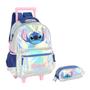 Imagem de Kit Estojo Triplo + Mochila de Rodinhas Stitch Holográfico