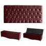 Imagem de Kit Estrela Cabeceira De Cama Painel  e Calçadeira Baú Botão Cristal Queen 160 Cm Suede Bordo Eli Móveis e Decoração