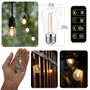 Imagem de Kit Extensão Varal de Luzes 10 Metros + 20 Lâmpadas 1W Retrô Bulbo Com Filamento Em LED KIT017