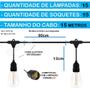 Imagem de Kit Extensão Varal de Luzes 10 Metros + 20 Lâmpadas 1W Retrô Bulbo Com Filamento Em LED KIT018