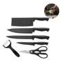 Imagem de Kit Facas Chef 6 Peças Preto Cozinha Em Aço Inox Churrasco Verdura